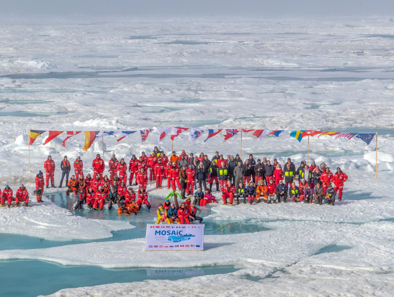 Participants of the MOSAiC Expedition on the Arctic sea ice