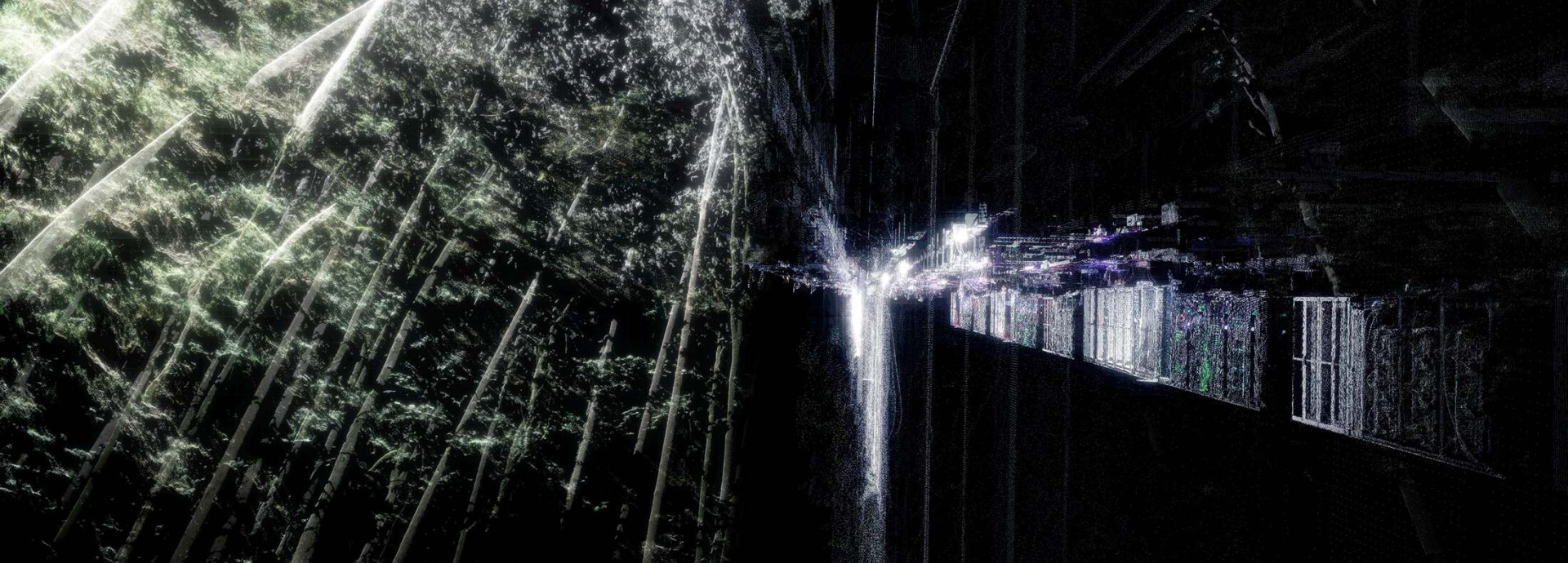 ooze, 4k video still of point clouds