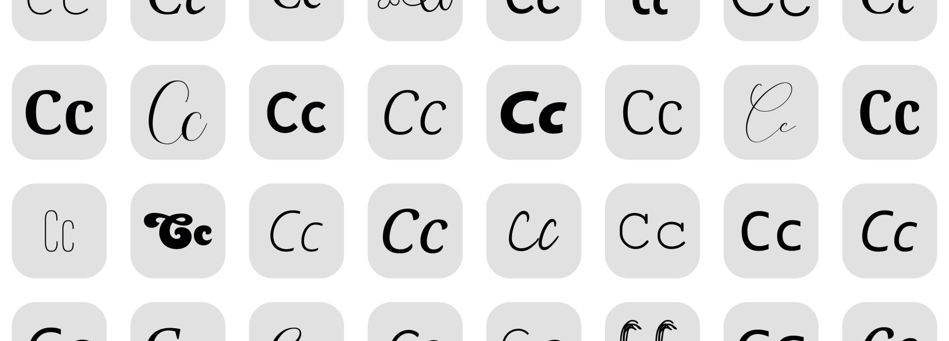 A list of the letter "C" written in different fonts.