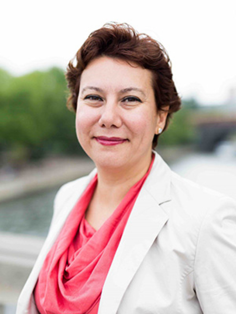 Woman with short hair smiling