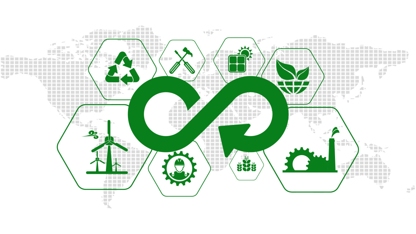 A graphic illustration of the concept of circular economy
