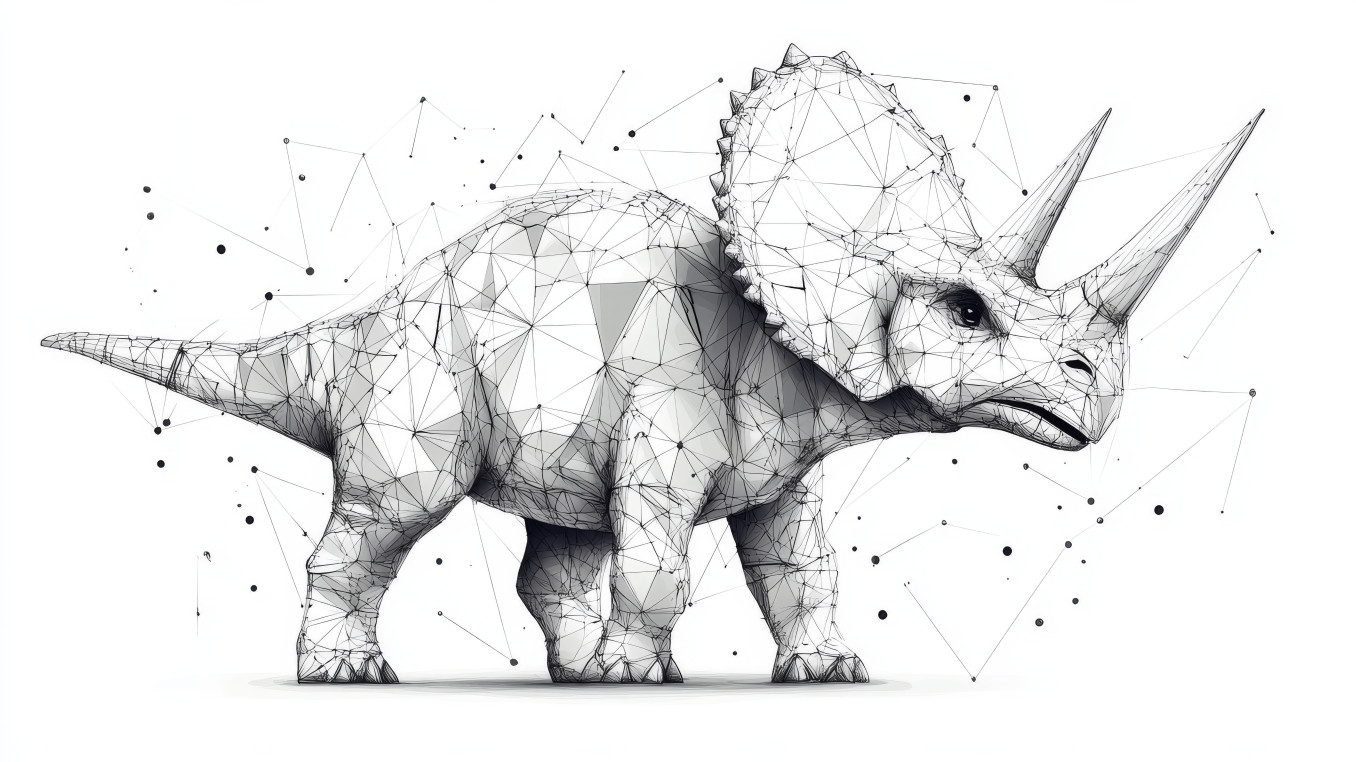 A picture of a3D dinosaur sketch